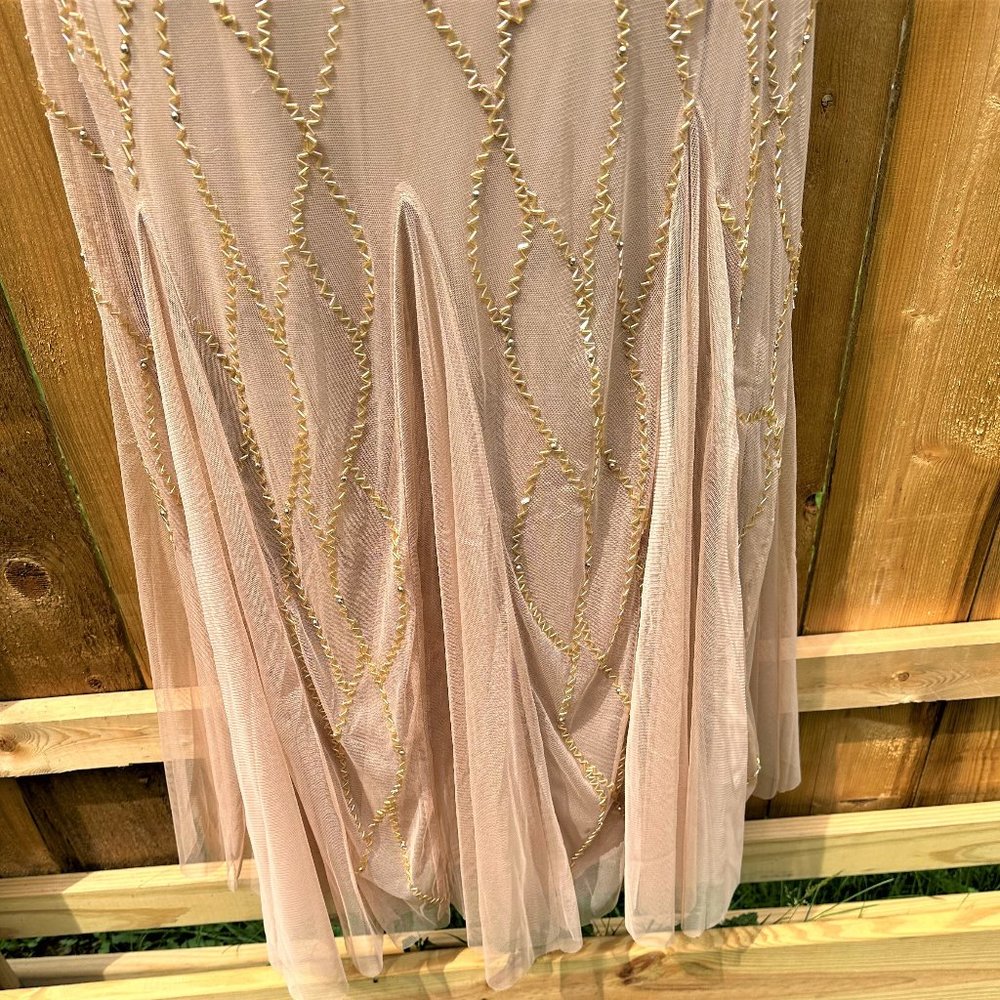 Roman's Sparkling Champagne Sleeveless Cocktail Dress With Gorgeous Beading - Picture 5 of 14